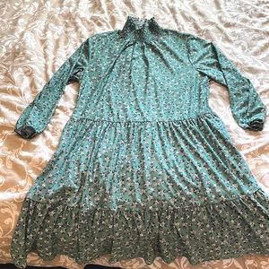 Green floral print dress